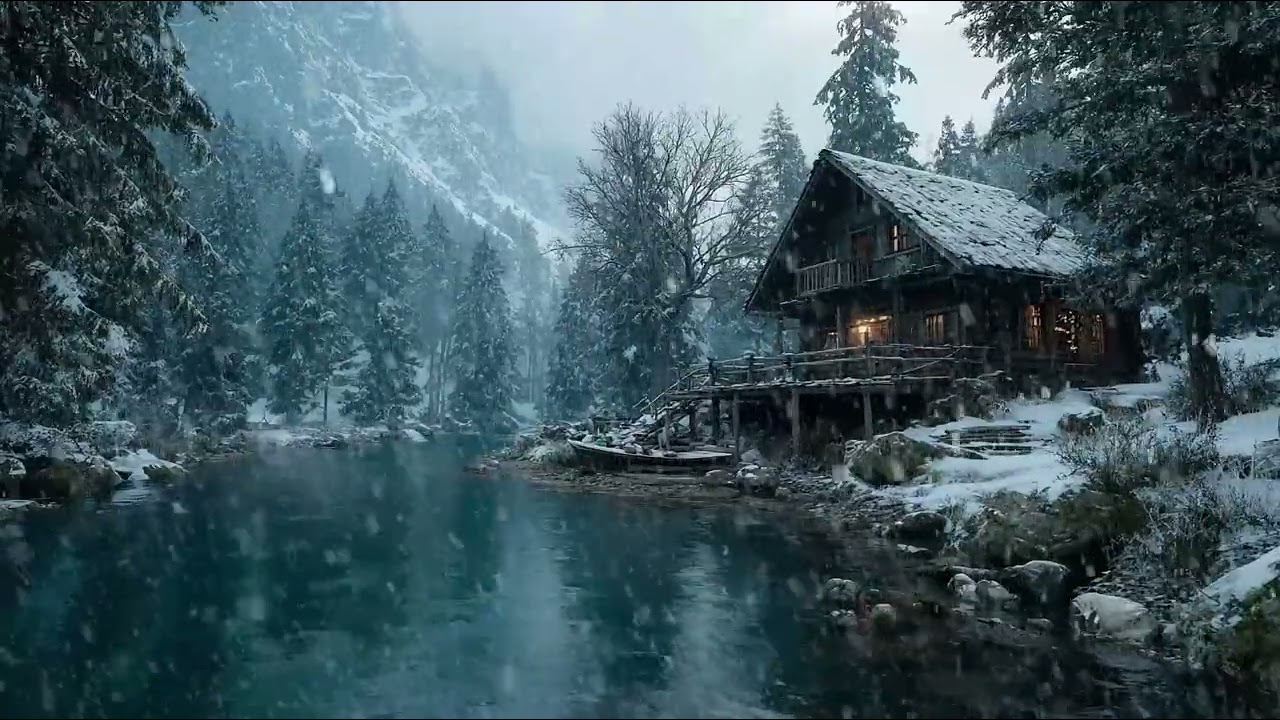 Snow Falling Gently Across a Cold and Quiet World |  Wind Sounds for Deep Relaxation Sleep
