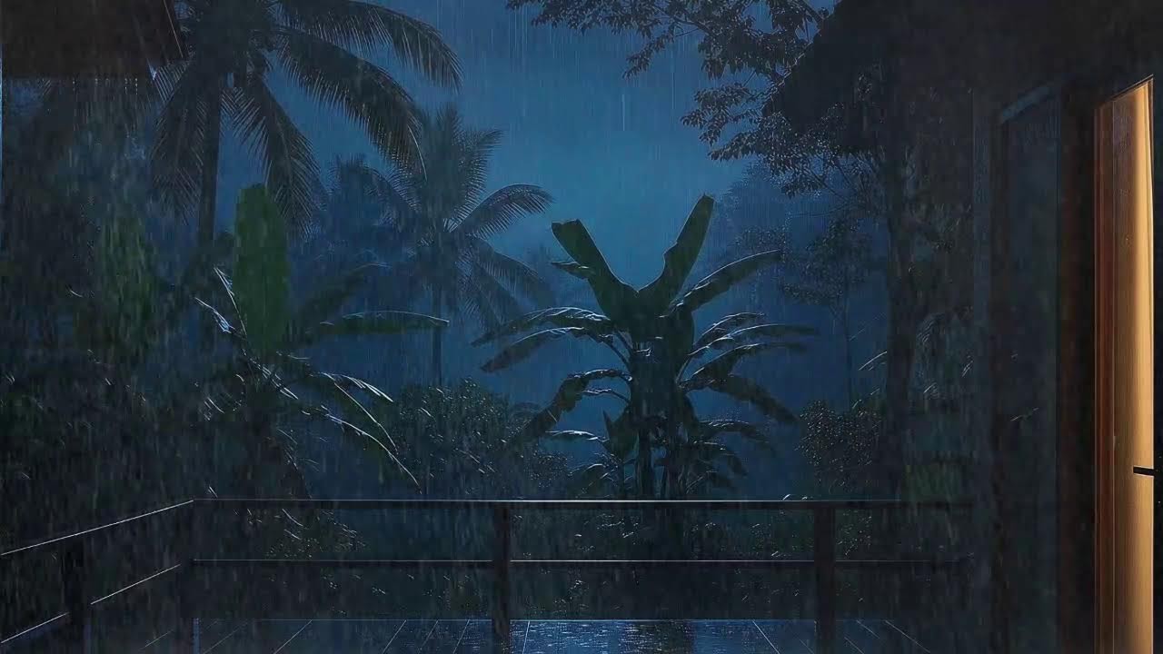 Rain And Thunderstorm Outside A Warm Cabin For Fast Sleep 🌧️