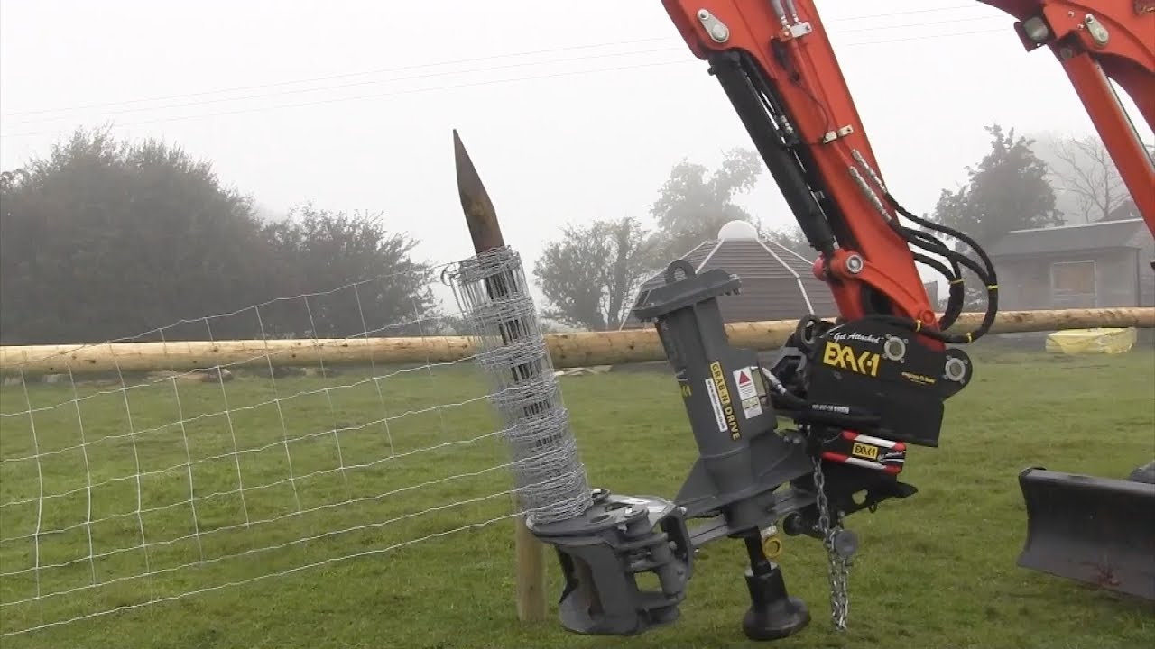 Grab-n-Drive GD30S post driver on Kubota KX057L