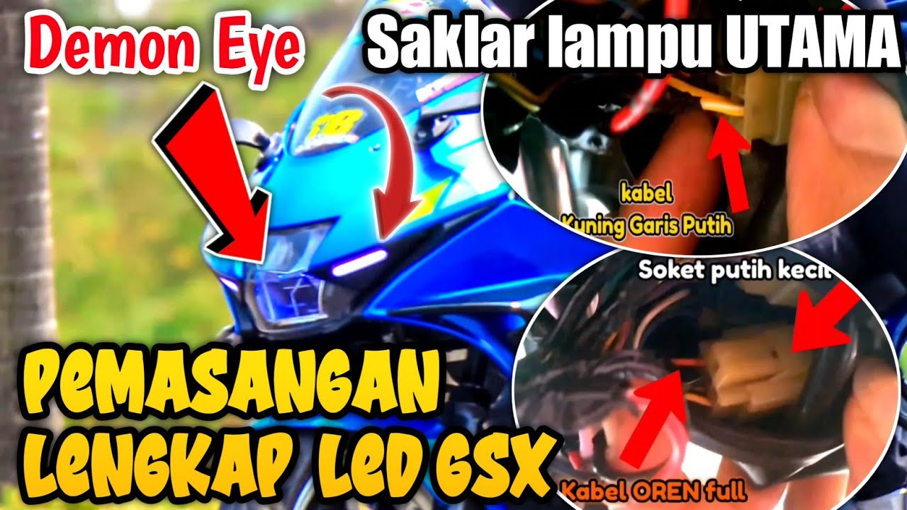 MODIF LAMPU GSX‼️PASANG LED ALIS DI GSX DENGAN AMAN || PENYAMBUNGAN KABEL MUDAH