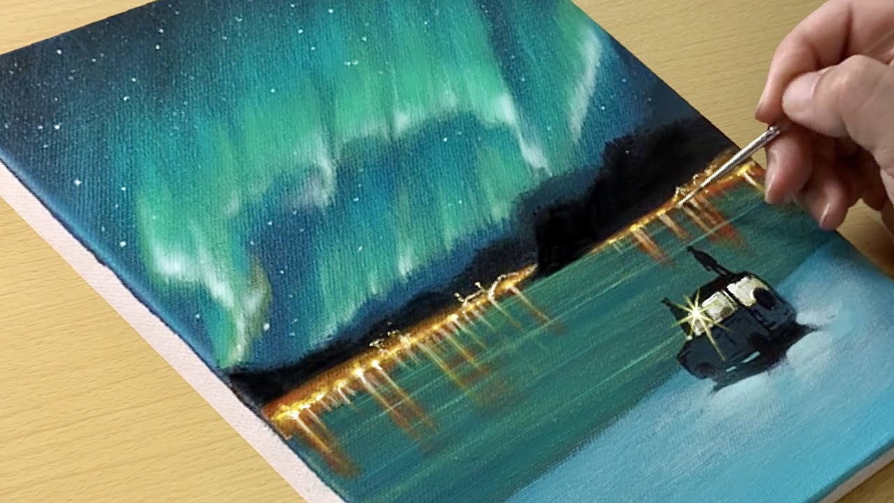 Northern Light Painting / Acrylic Painting for Beginners / STEP by STEP #339