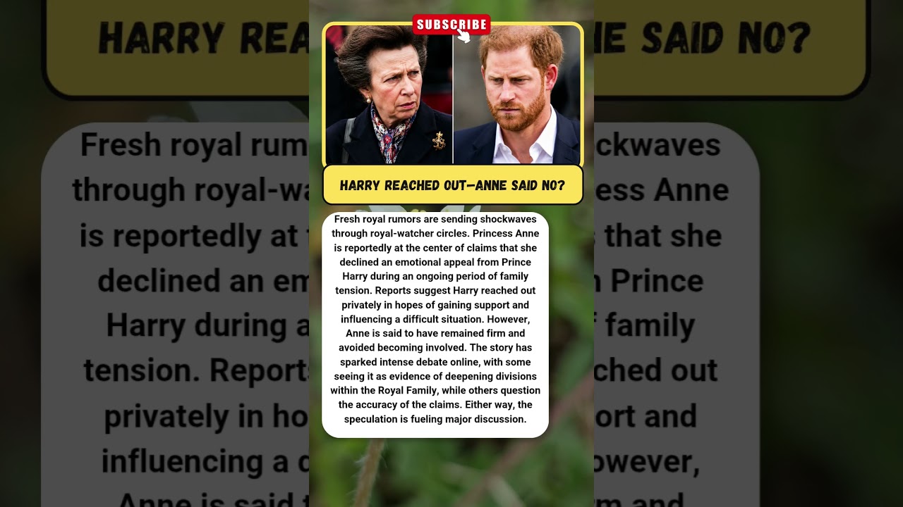 ANNE REJECTS HARRY'S FINAL PLEA?! #PrinceHarry #PrincessAnne #RoyalFamily