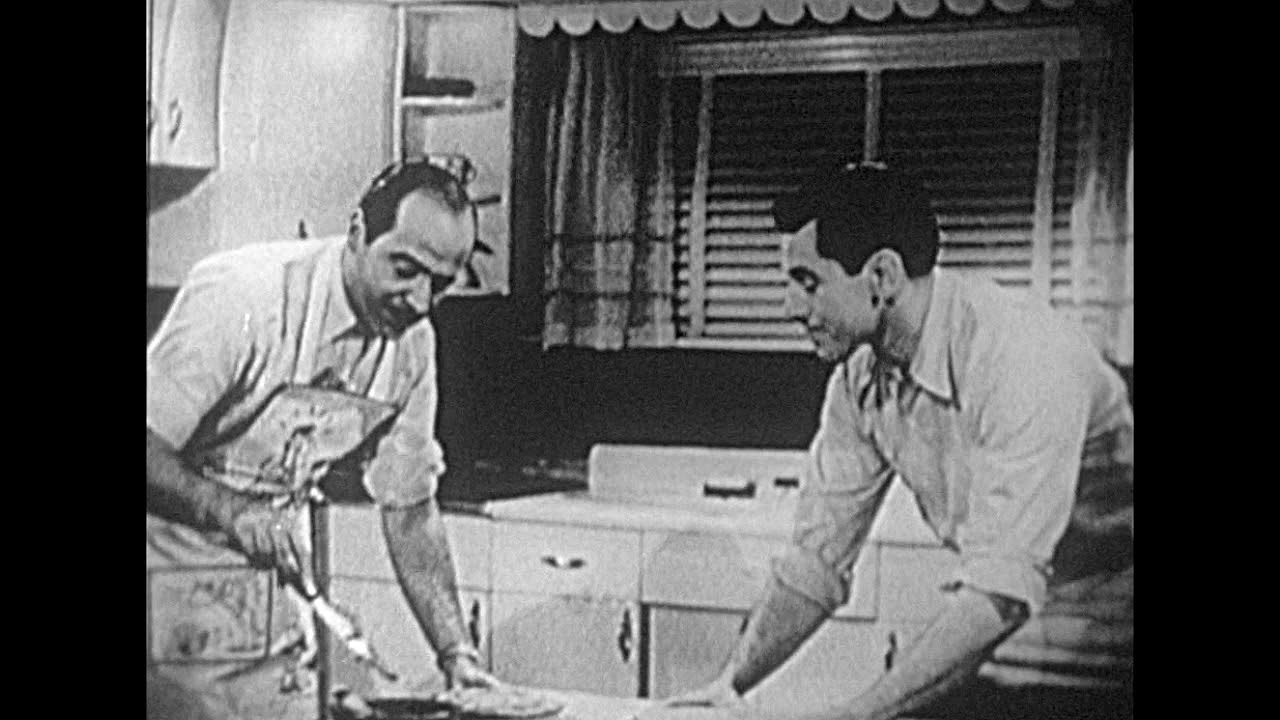 July 5 1949 Crisco TV Commercial - 2 Men baking a cake
