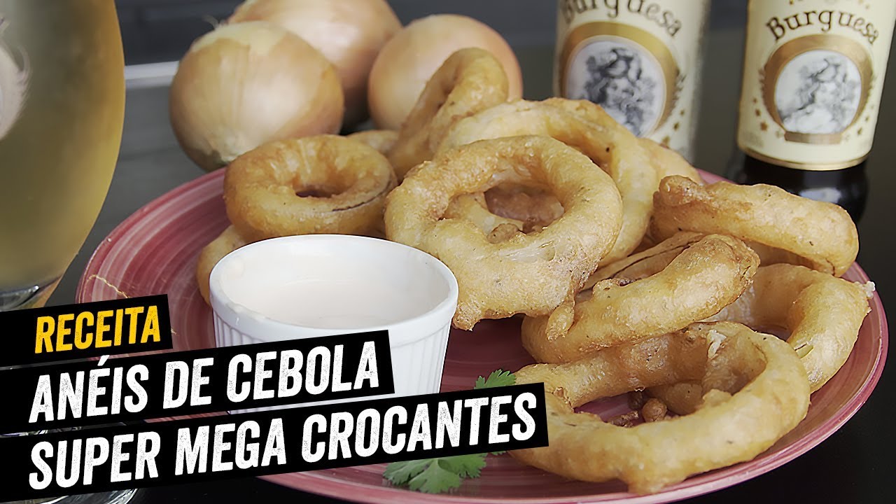 Anéis de Cebola Empanados na Cerveja   Como Fazer Onion Rings