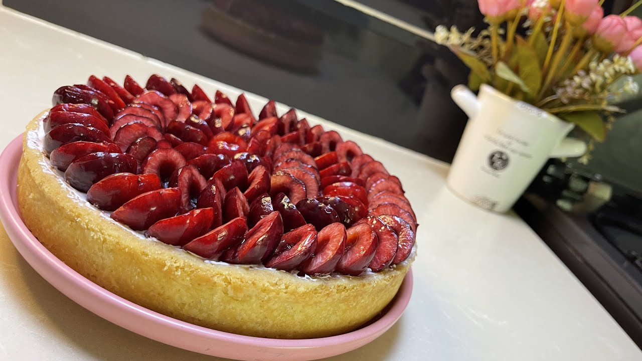 تارت الكرز🍒 بعجينة مقرمشة و كريمة لذيذة 😋Tarte aux cerises 🍒 ou cherry pie