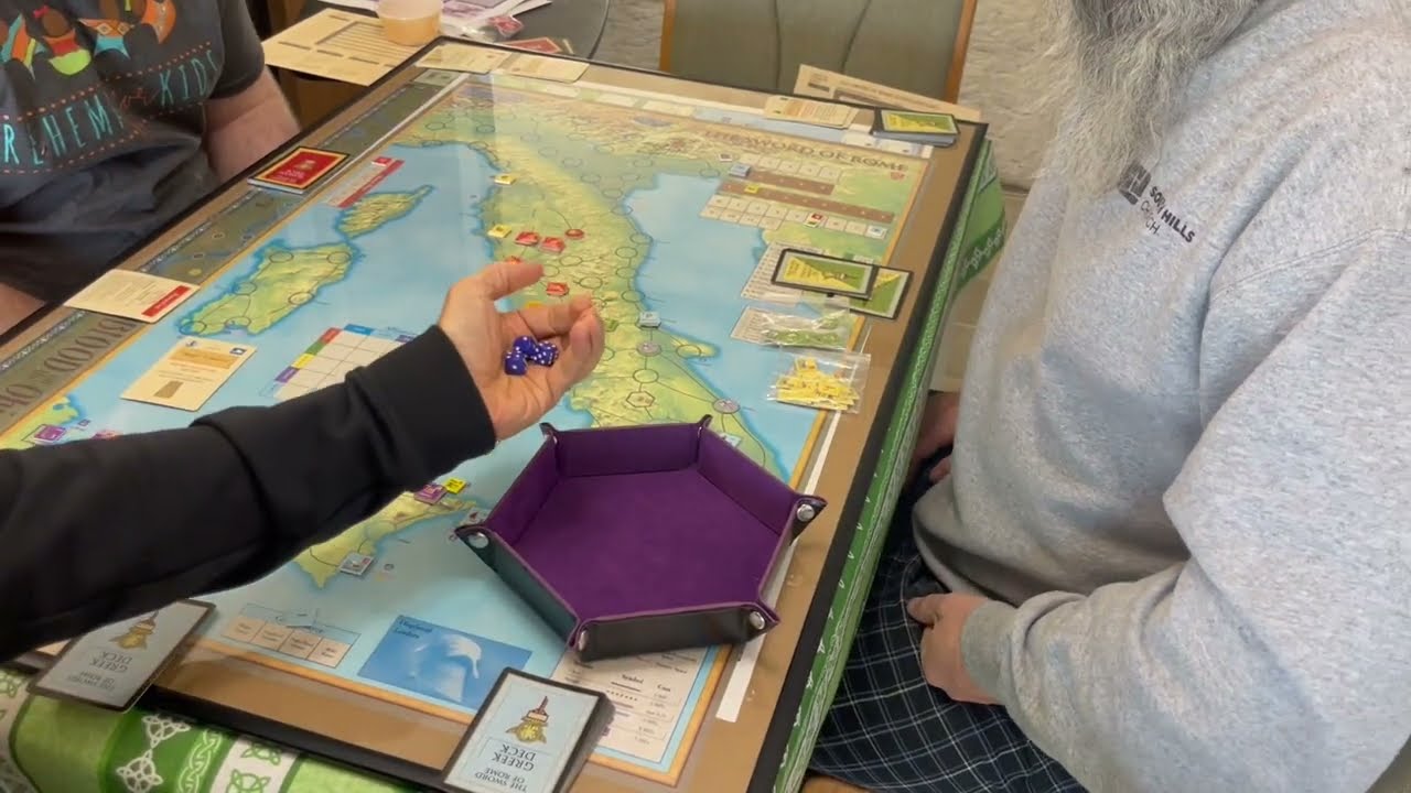 Sword of Rome GMT  3 guys playing this amazing game.