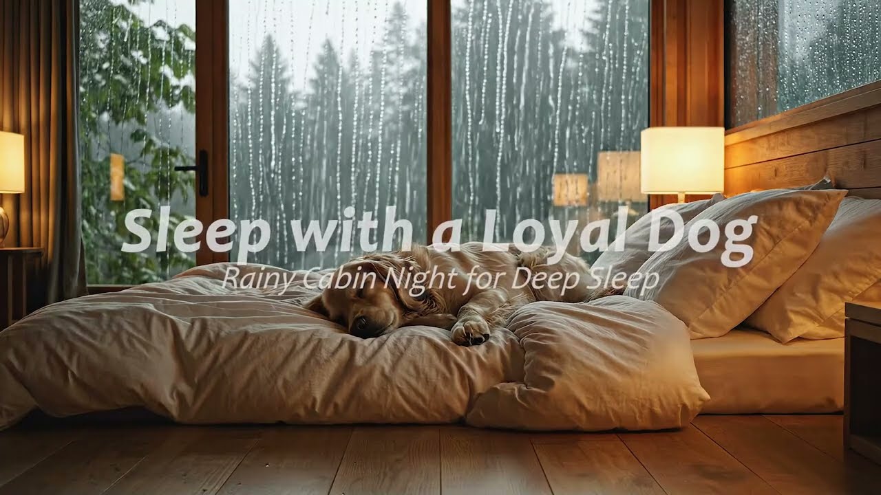 Sleep with a Loyal Dog  Rainy Cabin Night for Deep Sleep