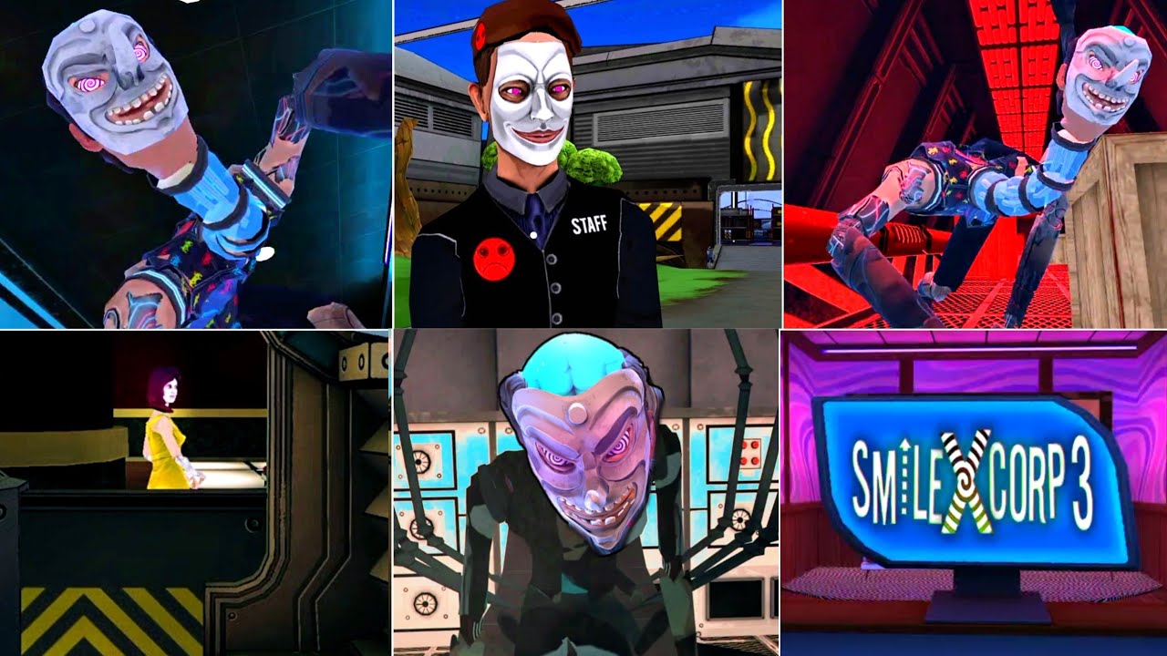 Smiling X Corp 3 All Jumpscares & All Endings Game Over + Escape Ending