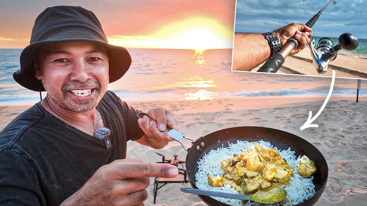 Solo BEACH FISHING, New Gear and Cooking a Feast