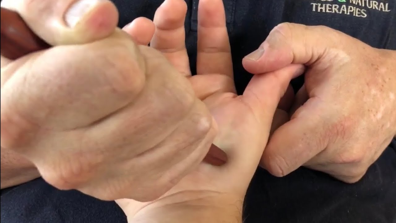 Hand massage reflexology with massage tools. Deep hand massage. Brandon working on Skyler part 6