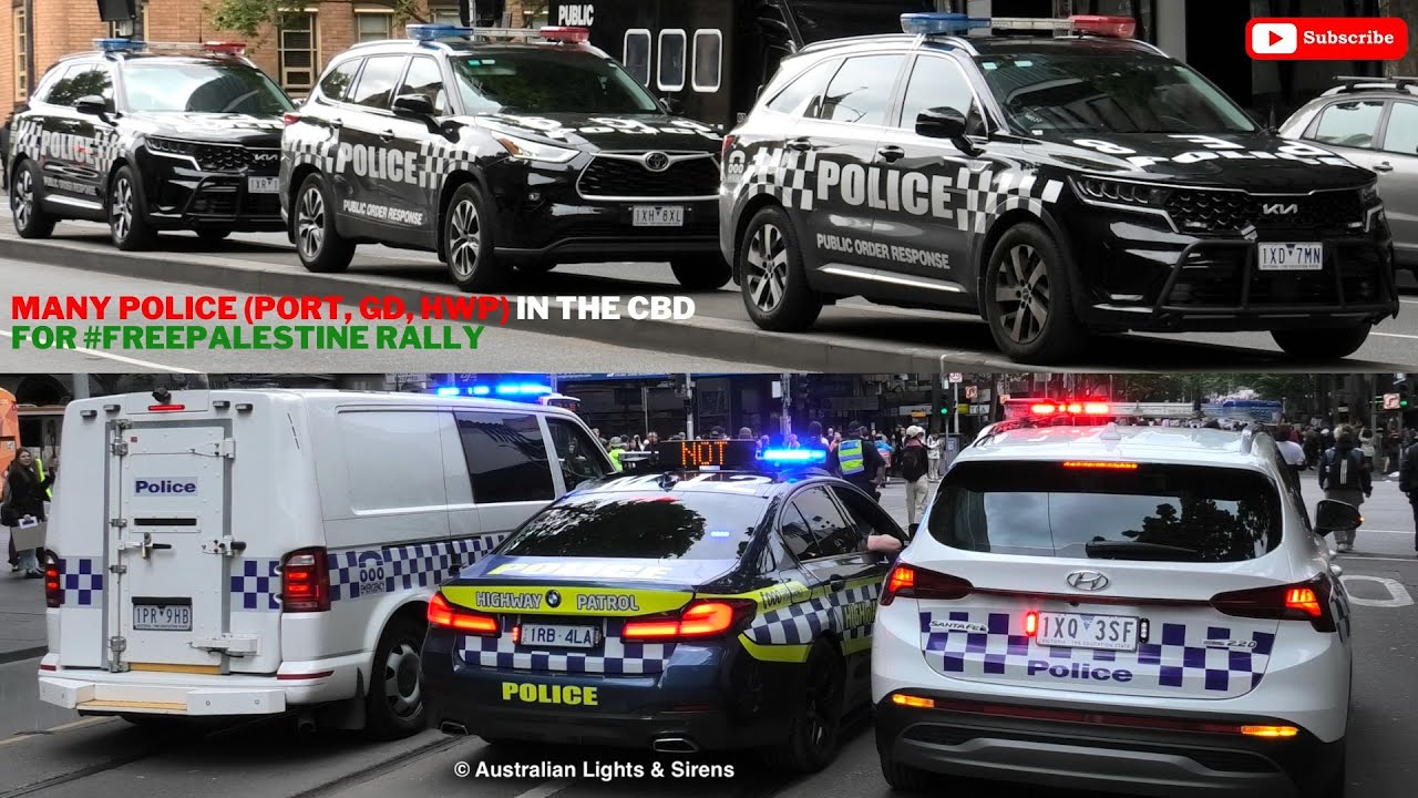 *RARE/NEW* VICPOL // AV - PORT, HWP, GD & CIRT - Escorting Rally | #FreePalestine March, Melbourne