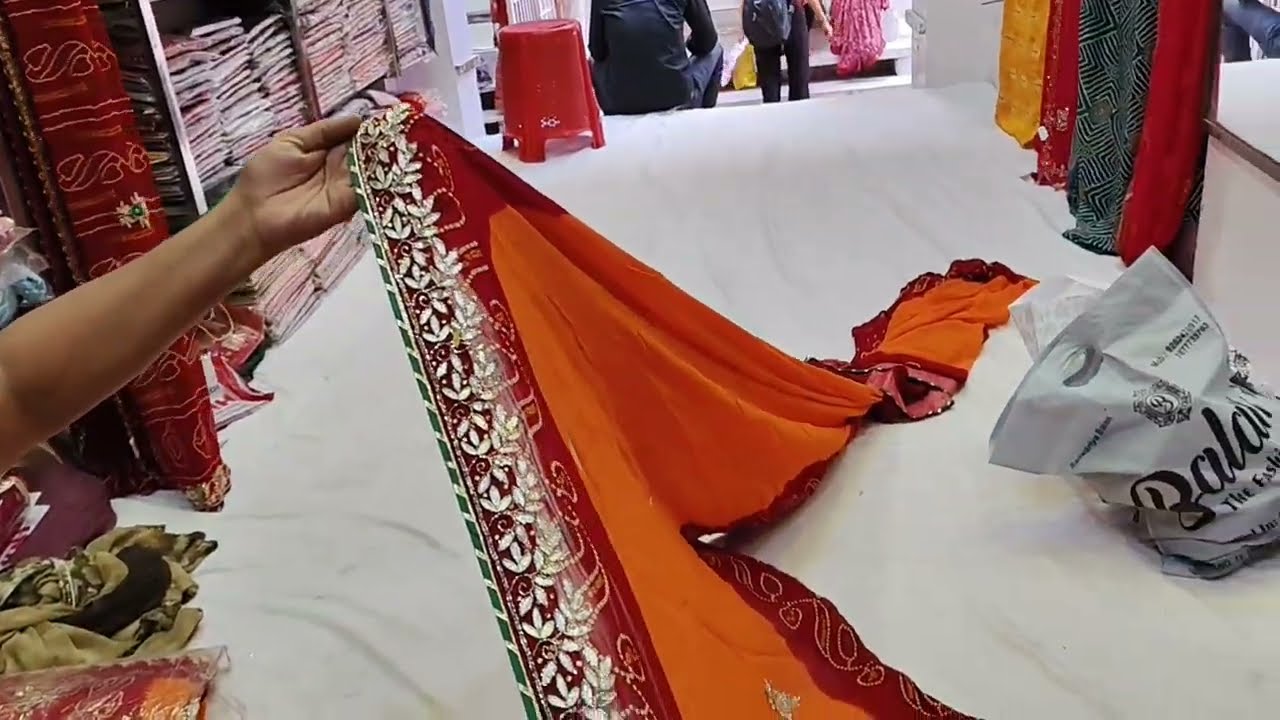 Peele ki Saree .. Jaipuri hand work pila saree.. pila chunri ke latest design..