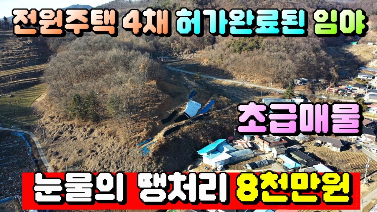 매물번호[705] 괴산임야급매물 / 전원주택4가구 인허가 받아놓은 작은 임야 급매합니다.손해 무진장 보고 팔아요~괴산부동산 / 괴산주택매물 / 괴산토지매물 / 괴산임야매물