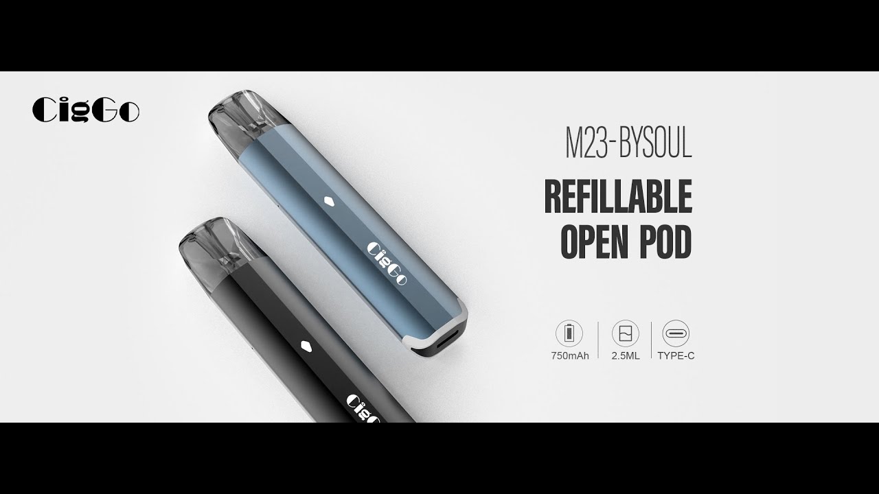 CigGo Bysoul M23 Refillable Vape Pod System 2.5ml Refillable Pod with 750mAh Large Battery
