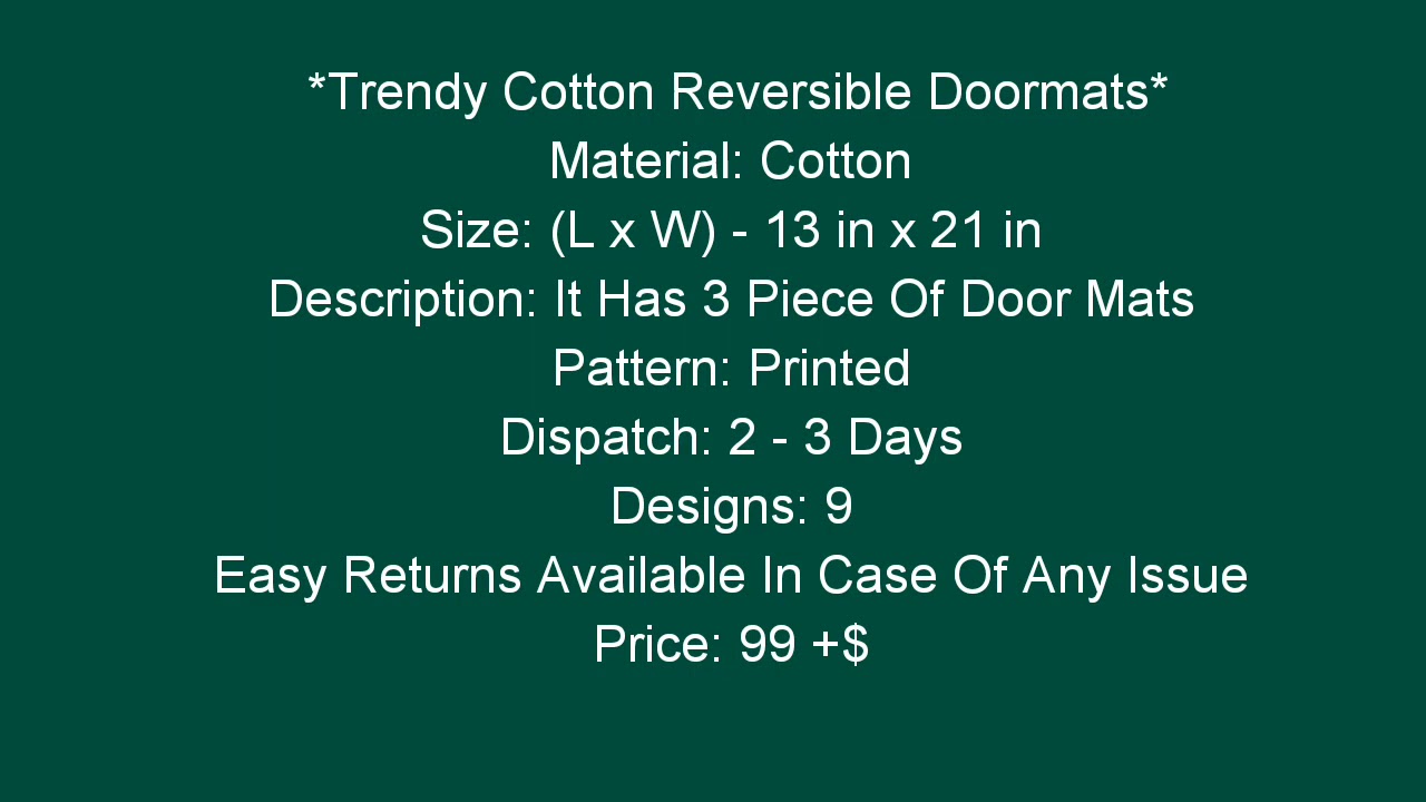 Trendy Cotton Reversible Doormats