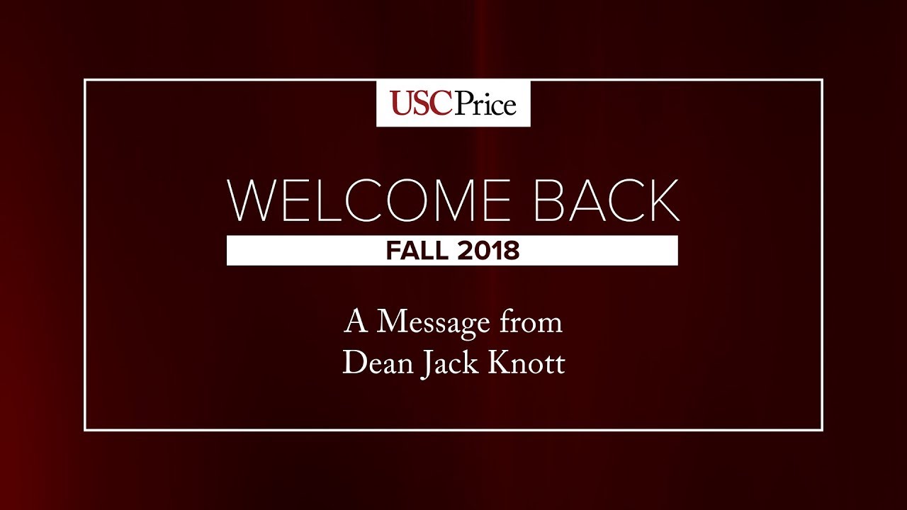 Welcome Back Video Message from Dean Jack H. Knott