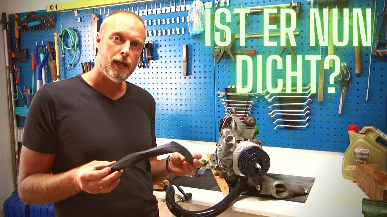 Ist der Vespamotor nun dicht? Falschlufttest mit Fahrradschlauch am Vespamotor