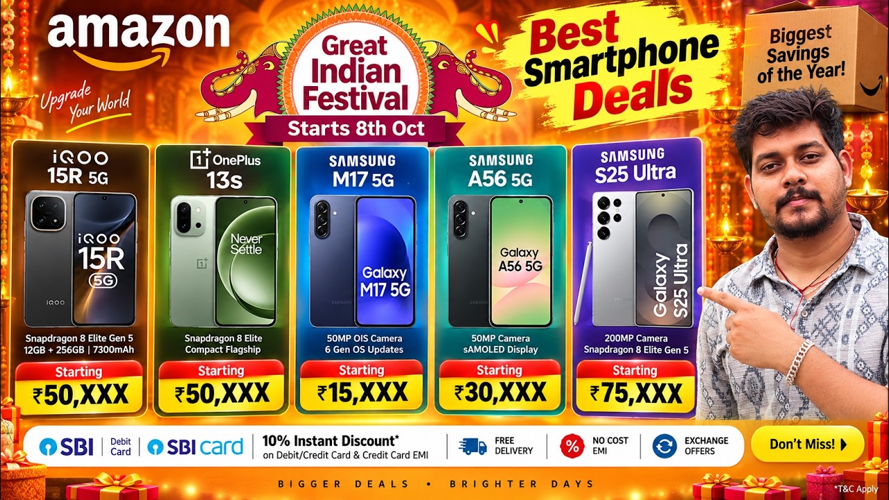 Amazon Great Indian Festival Sale 2026 🔥 Best Smartphone Deals! iQOO, OnePlus & Samsung Price