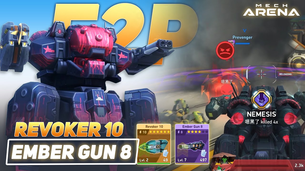 F2P: Vortex DESTROYS with Revoker 10 & Ember Gun 8 - Mech Arena