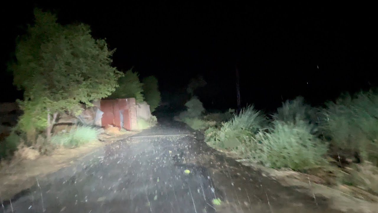 Driving on the ghost road at night in extremely heavy rain and storm part 4