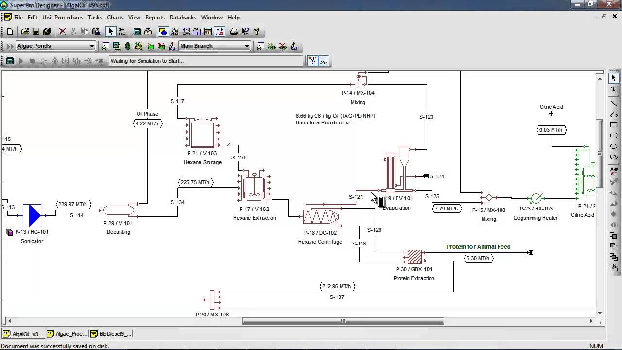 SuperPro Designer - Algal Oil Production (Part 1)