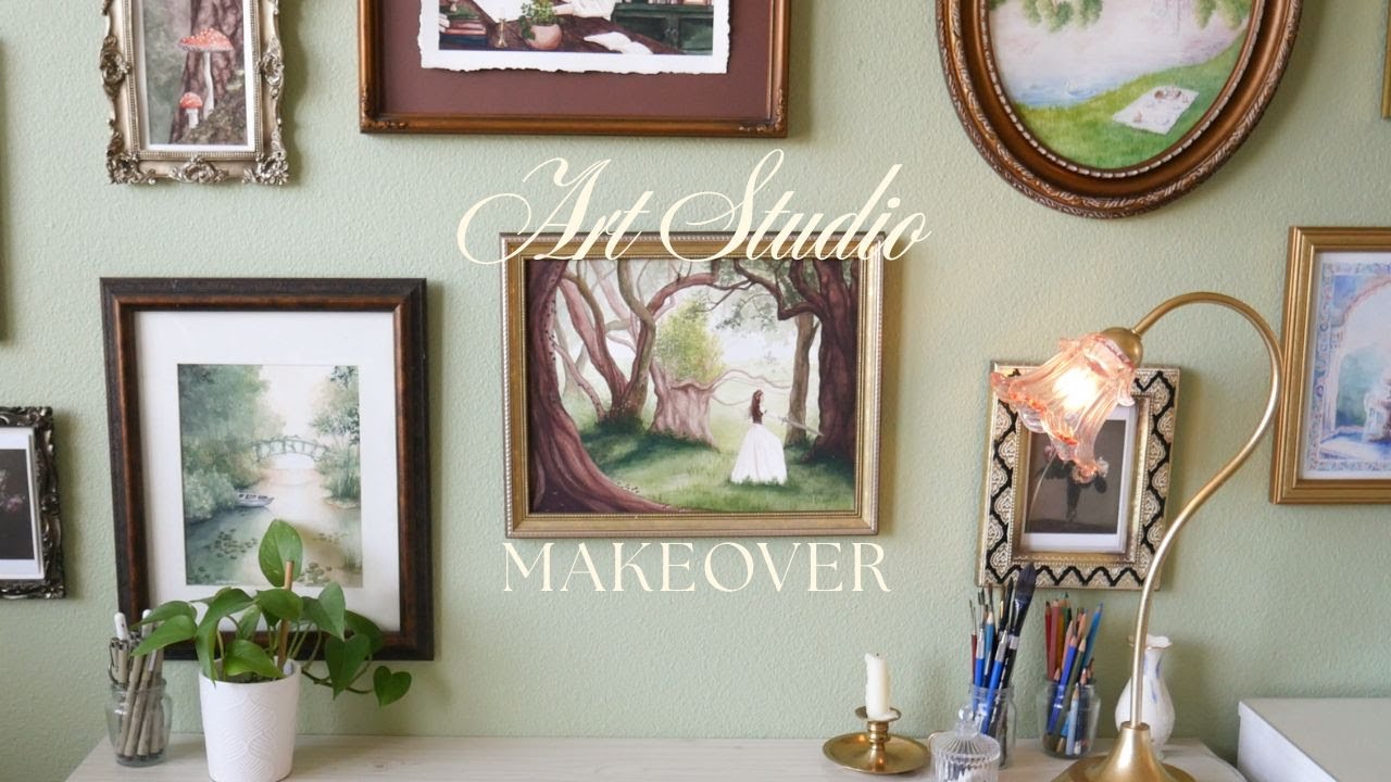 art studio makeover - gallery wall and making art
