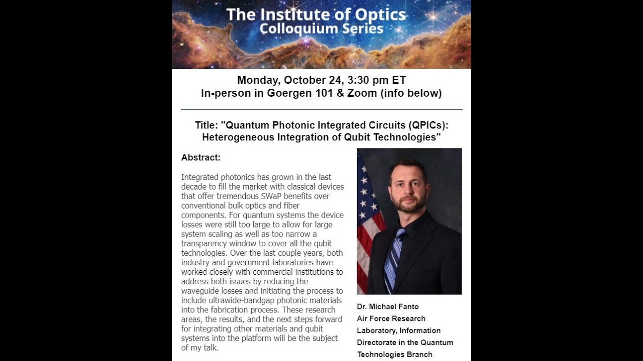 Dr. Fanto "Quantum Photonic Integrated Circuits: Heterogeneous Integration of Qubit Technologies"