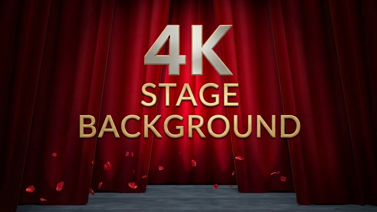 4K Theater Stage Background with Opening Curtains 🎭 1 Hour Loop