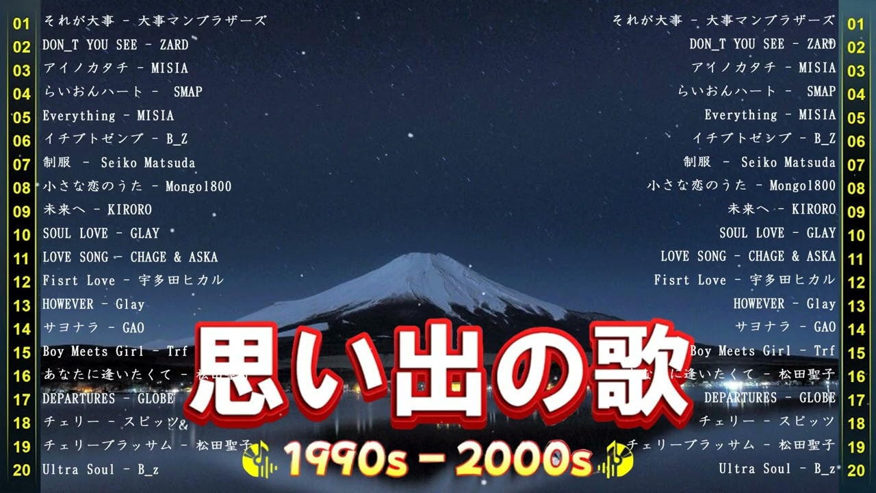 J Pop 90 80 70 ベストメドレー 🎶 1970〜1999 不朽のミリオンヒット 懐かしの名曲集