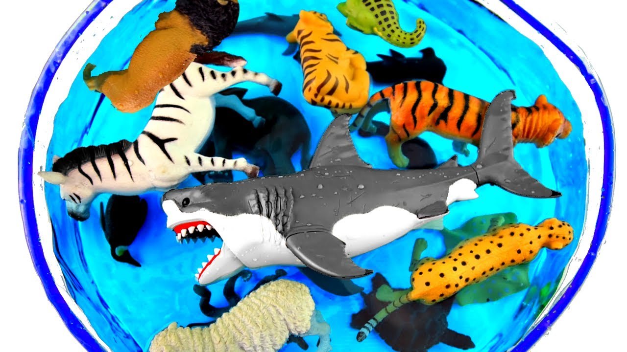 Box Of Wild Zoo Animals! Learn Zoo and Sea Animal Names Toys for Kids