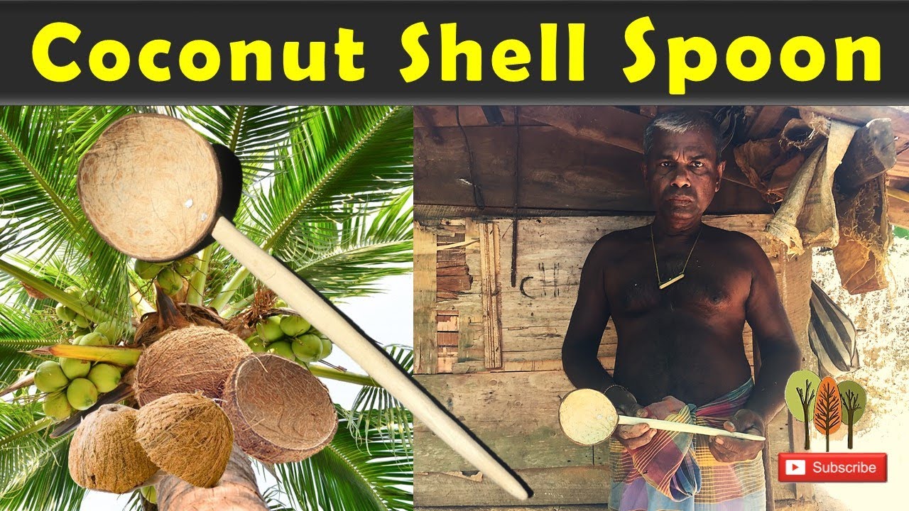 Coconut Shell Spoon Made in My Village by Grandpa | How to Make Coconut Shell Spoon ❤ Village Life