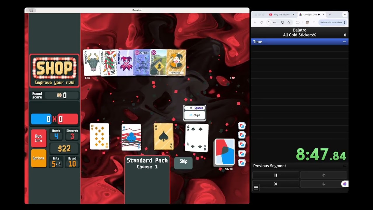 [WR Part 1] Balatro 1.0.1 All Gold Stickers (23:55:10.880)