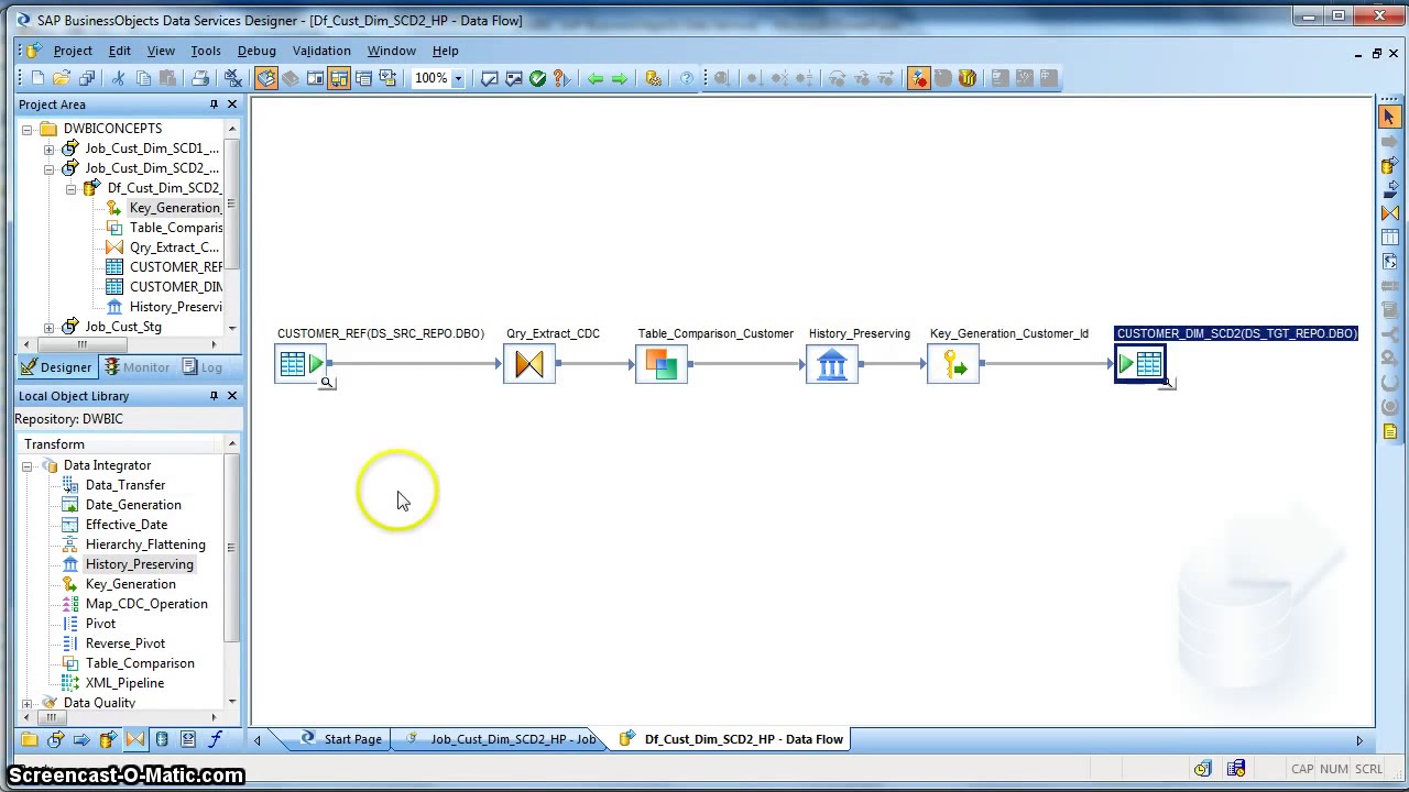BODS Tutorial 007  Slowly Changing Dimension in Data Services
