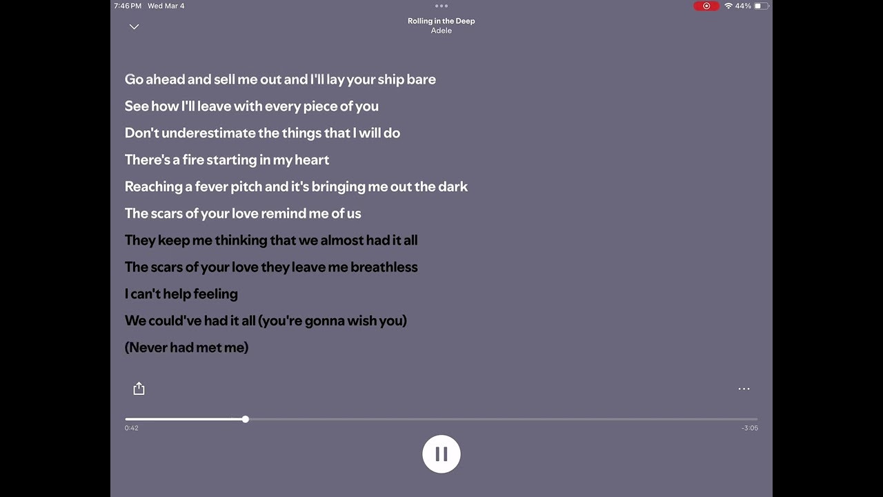 Rolling in the deep from spotify