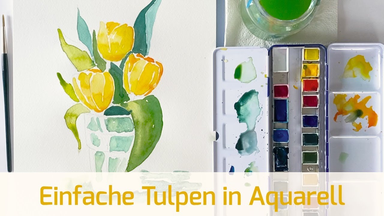 Tulpen malen mit Aquarell- schnell und einfach