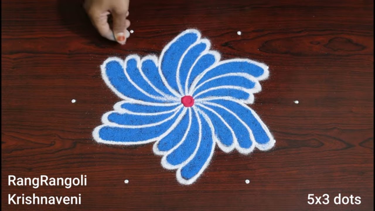 Easy Sankranthi Muggulu🌷5x3 dots New Year 2023 Rangoli🌷Pongal Kolam🌷RangRangoli Krishnaveni
