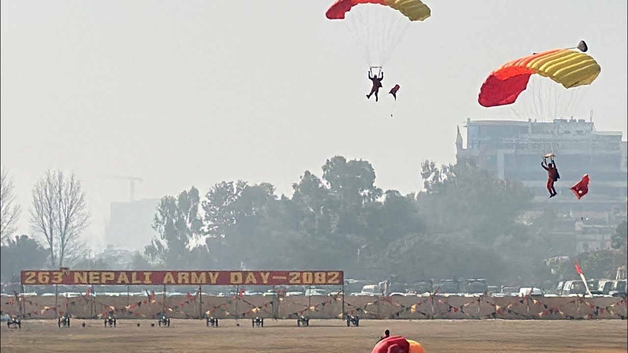 Para Jump in Tundikhel - 263rd Nepali Army Day 2082 (2026) #parajump #nepaliarmy #reliablecamera 