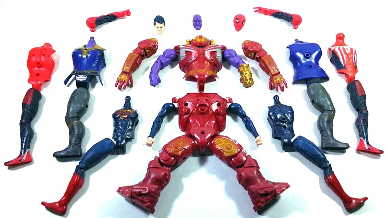AVENGERS SUPERHERO TOYS HULK BUSTER VS SUPERMAN VS THANOS VS SPIDER-MAN MILES MORALES...