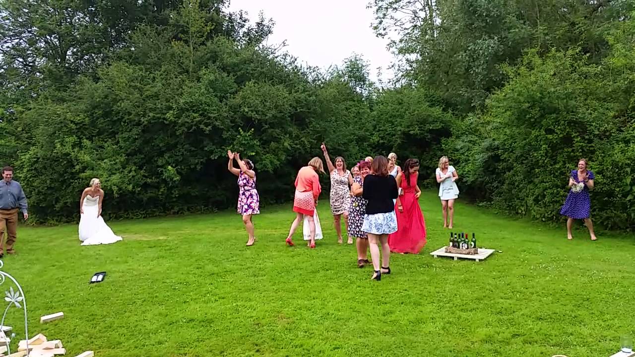 Girlfriend catches the bouquet.