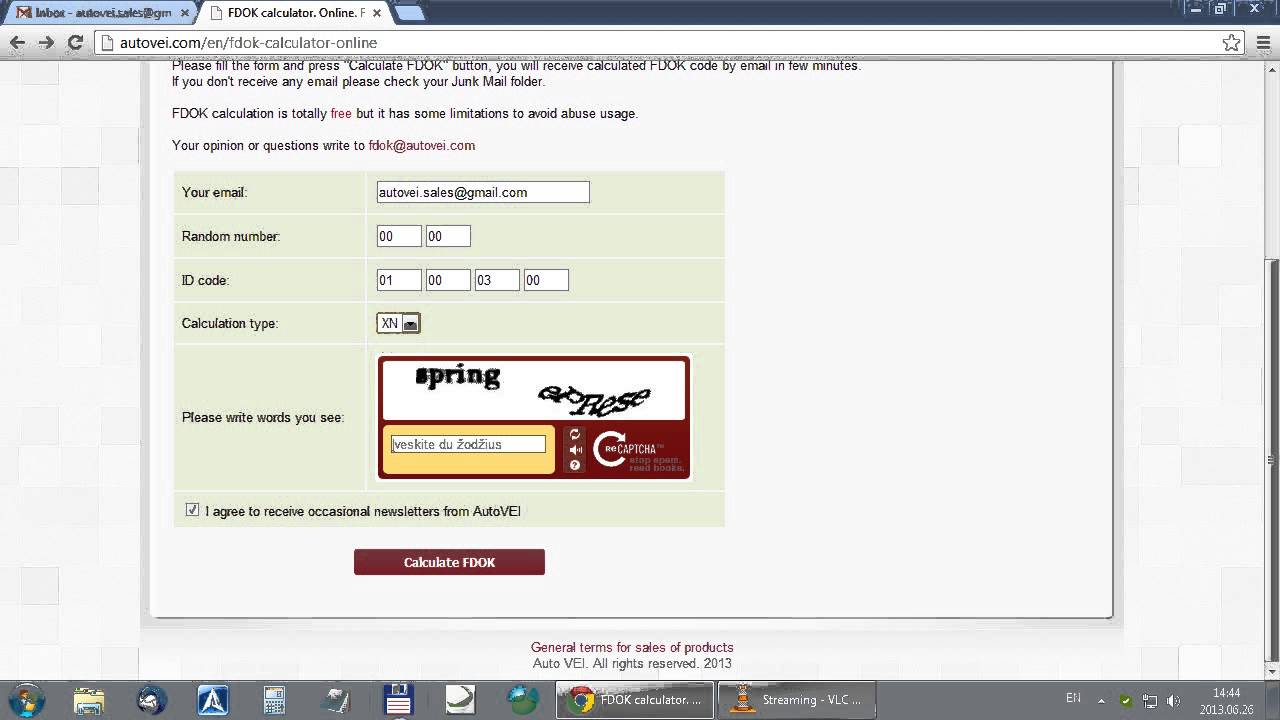 FDOK calculator. Free online. AutoVEI.com