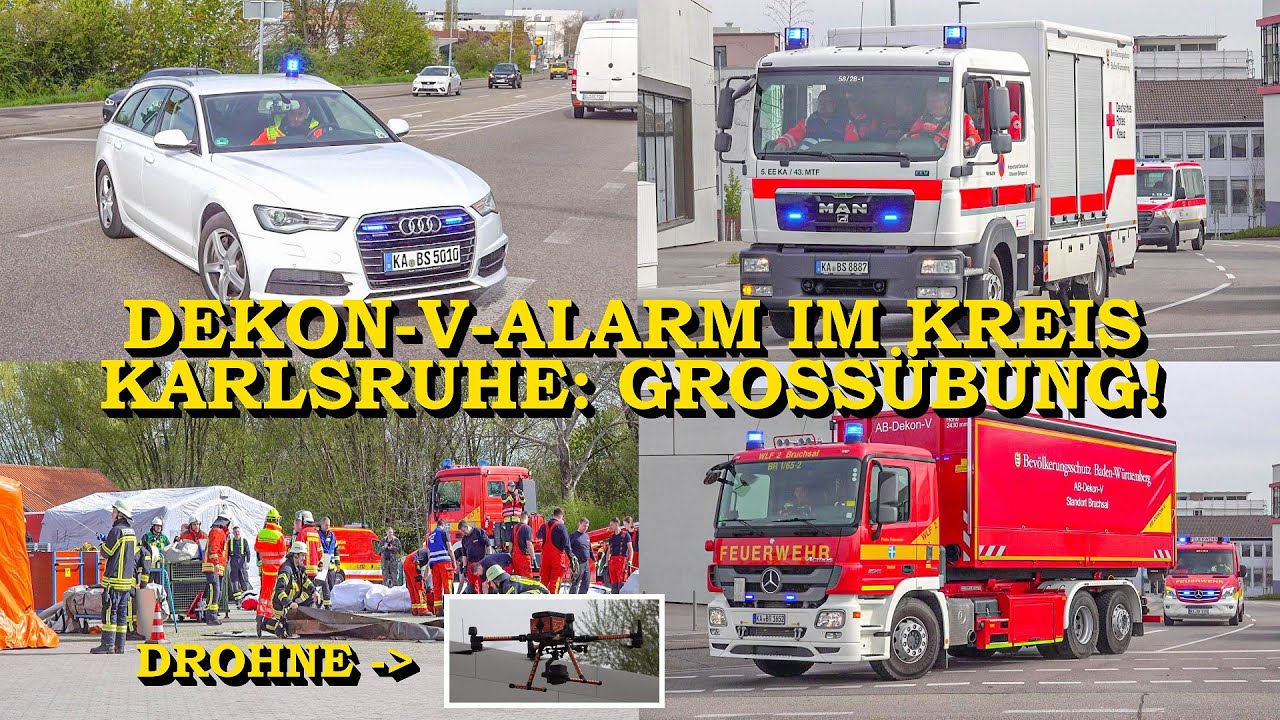 [GROSSE DOKU] - DEKON-V-ÜBUNG (MANV) IM KREIS KARLSRUHE - | EINSATZFAHRTEN | FEUERWEHR & DRK