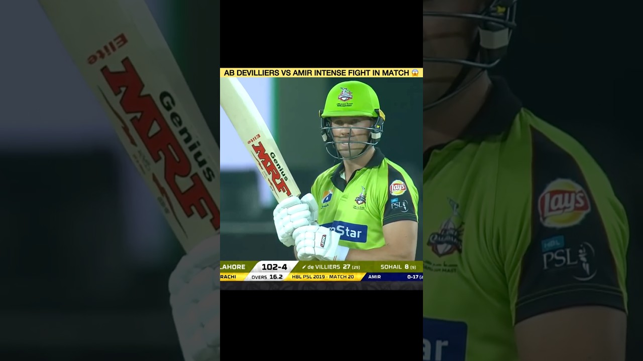 Ab Devilliers vs King Amir Intense Fight In Match 😱😱 #cricket #amir #abdevilliers #psl #viral #fyp