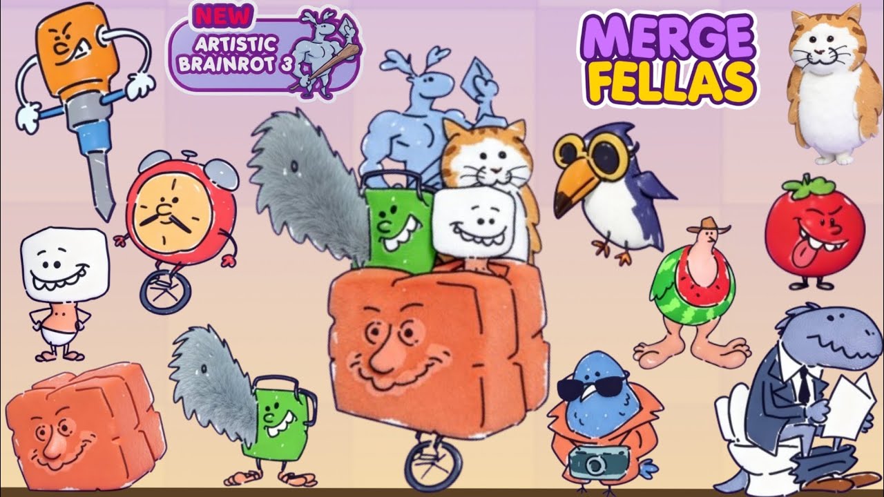 Merge Fellas ARTISTIC BRAINROT 3⁉️Gameplay Reaching Ultimate Final Boss - New Update - All Name 