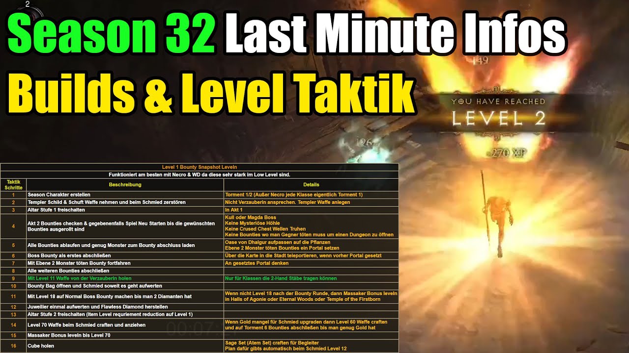 Diablo 3 | Season 32 Last Minute Infos | Builds & Level Taktik