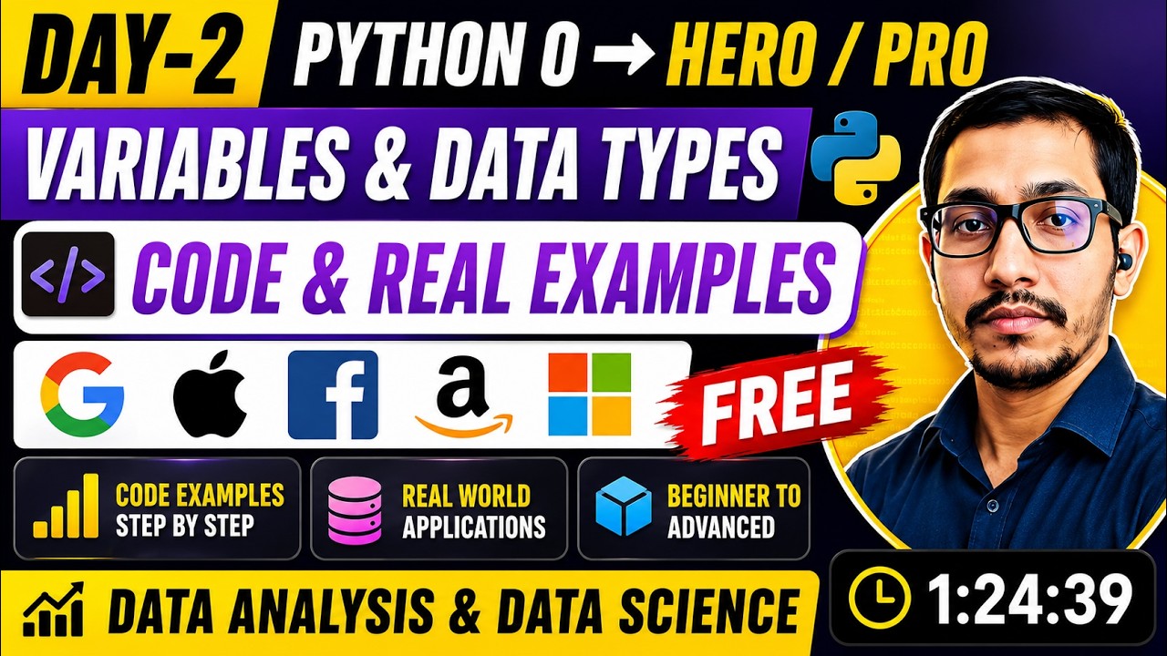 Python Full Courses for beginners | Variables, Data Types, Input Output | Type Casting 2026