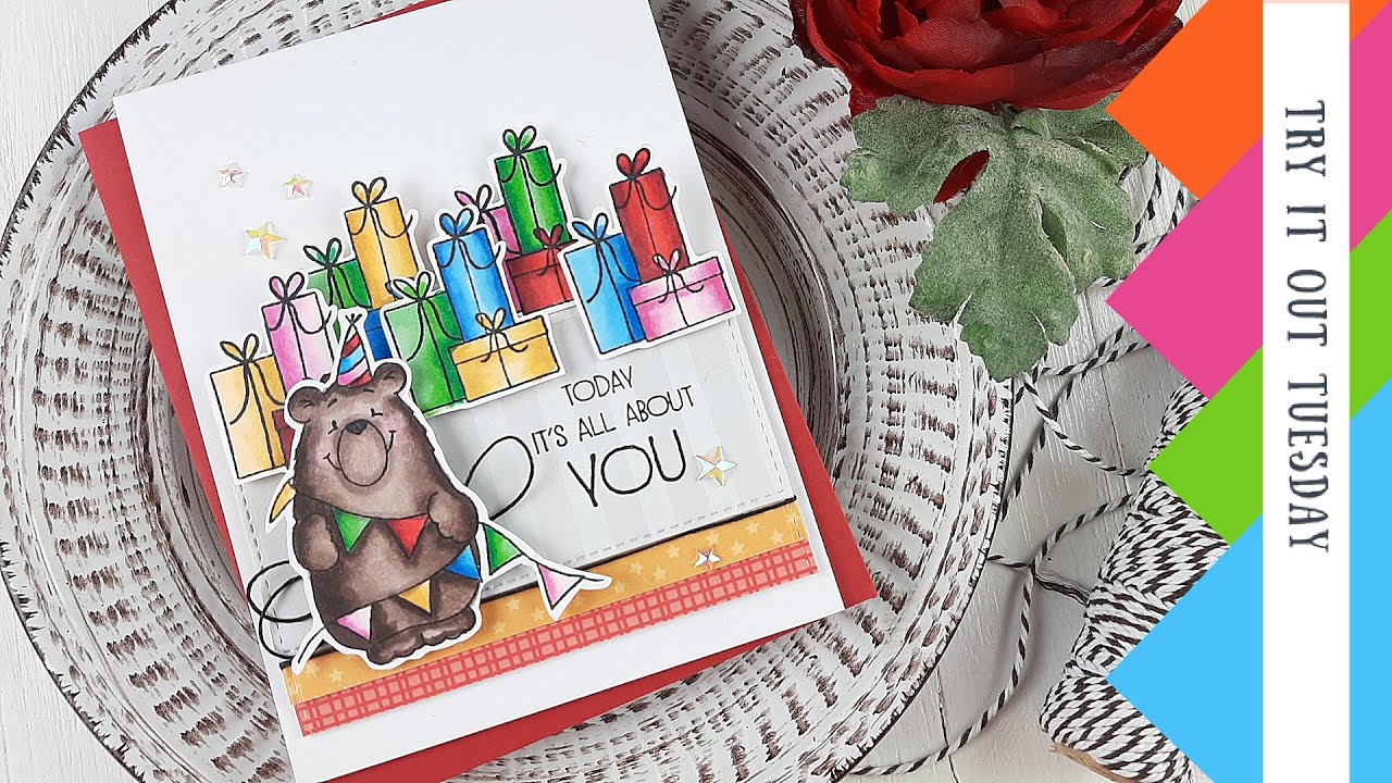 Try It Out Tuesday | Gerda Steiner Designs Birthday Bear | DIY Card by Tina Smith