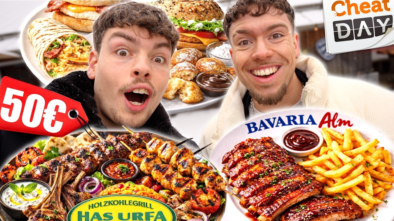 Wir ESSEN 1 Tag ALLES WORAUF wir LUST HABEN (XXL Br&uuml;der CHEATDAY) mit 50&euro; Grillplatte 🍖