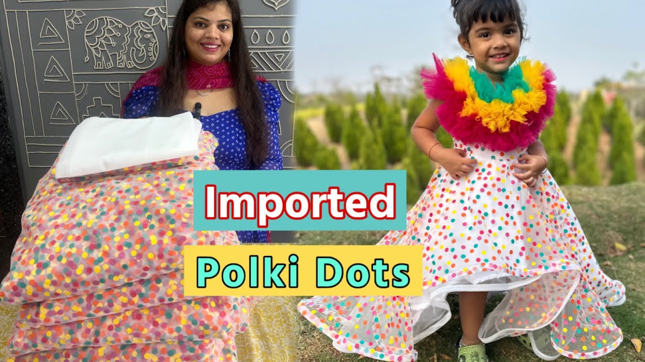Net With Multi Polki Dots Fabric Collection #importedfabric #china #fabric 