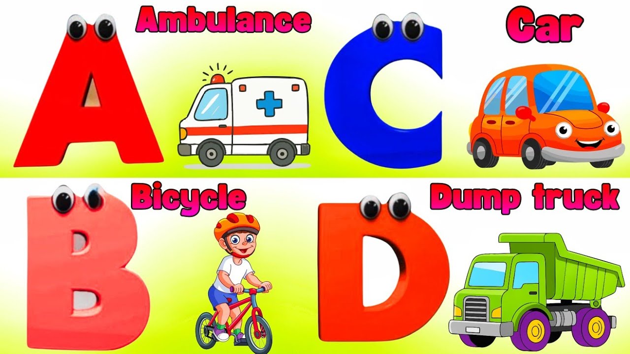 Vehicles Alphabet Song for kids | Vehicle ABC Song | Phonics for Kids | Alphabet Letters, Baby