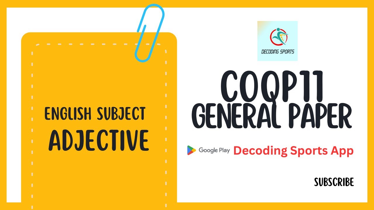 CUET PG COQP11 // English Topic : Adjective // BPEd 2 Years After Graduation